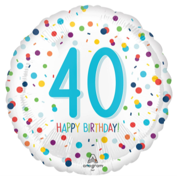 Picture of 18" FOIL - AGE 40th CONFETTI BIRTHDAY