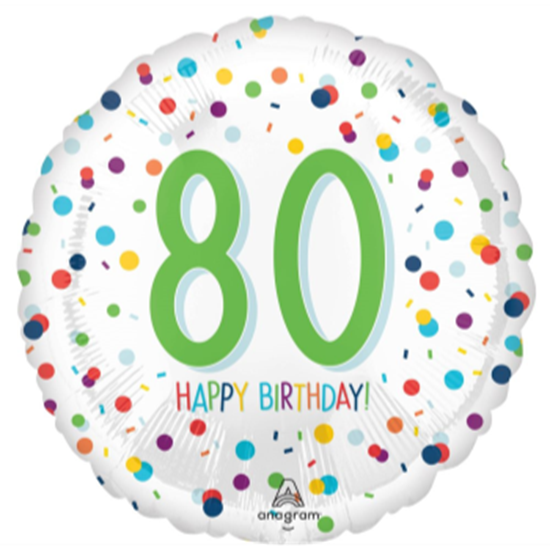 Picture of 18" FOIL - AGE 80th CONFETTI BIRTHDAY