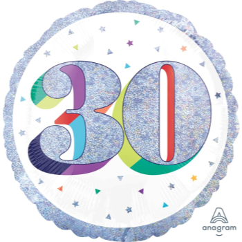 Picture of 18" FOIL - AGE 30th HERE'S TO YOU BIRTHDAY HOLOGRAPHIC