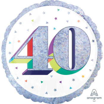 Picture of 18" FOIL - AGE 40th HERE'S TO YOU BIRTHDAY HOLOGRAPHIC