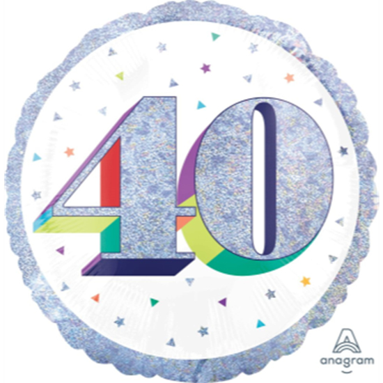 Picture of 18" FOIL - AGE 40th HERE'S TO YOU BIRTHDAY HOLOGRAPHIC
