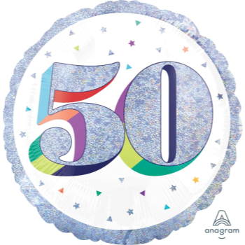 Picture of 18" FOIL - AGE 50th HERE'S TO YOU BIRTHDAY HOLOGRAPHIC