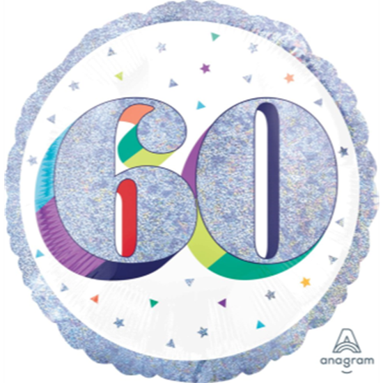 Picture of 18" FOIL - AGE 60th HERE'S TO YOU BIRTHDAY HOLOGRAPHIC