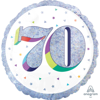Picture of 18" FOIL - AGE 70th HERE'S TO YOU BIRTHDAY HOLOGRAPHIC