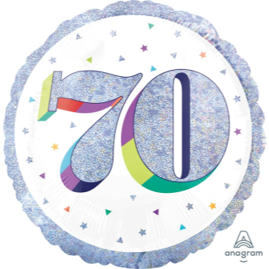 Picture of 18" FOIL - AGE 70th HERE'S TO YOU BIRTHDAY HOLOGRAPHIC