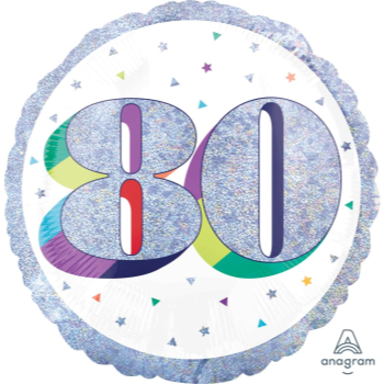 Picture of 18" FOIL - AGE 80th HERE'S TO YOU BIRTHDAY HOLOGRAPHIC
