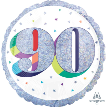 Picture of 18" FOIL - AGE 90th HERE'S TO YOU BIRTHDAY HOLOGRAPHIC