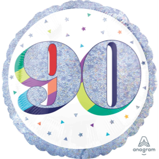 Picture of 18" FOIL - AGE 90th HERE'S TO YOU BIRTHDAY HOLOGRAPHIC