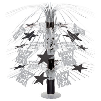 Picture of DECOR - HAPPY NEW YEAR CASCADE CENTERPIECE - SILVER/BLACK 