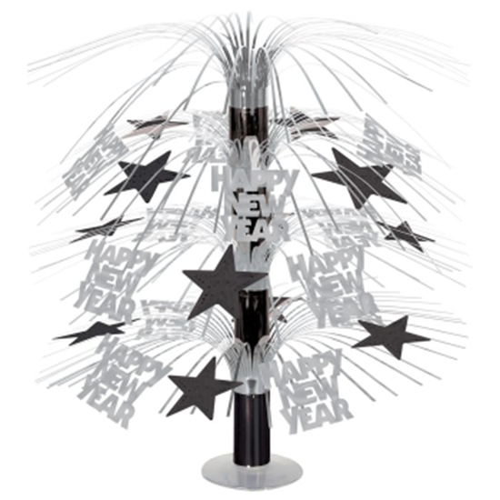 Picture of DECOR - HAPPY NEW YEAR CASCADE CENTERPIECE - SILVER/BLACK 