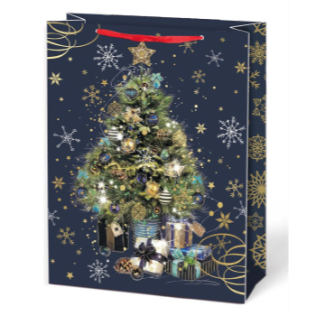 Picture of GIFT BAG - TREE NAVY ON KRAFT - LARGE