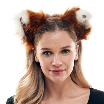 Picture of ANIMALS - Furry Cat Ears w/Bell - BROWN/WHITE