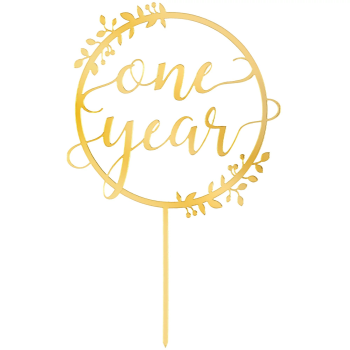 Image de 1st Year Anniversary Cake Topper - Gold