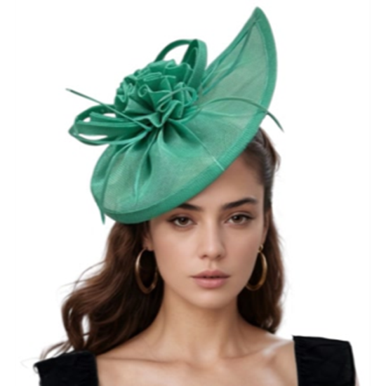 Picture of 20's - Chic Green Floral Fascinator with Bow Detail