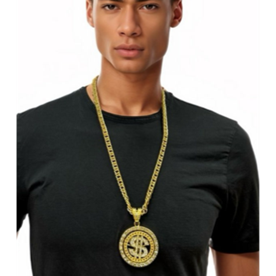 Picture of HIP HOP - Bling Spinning Dollar Sign Necklace