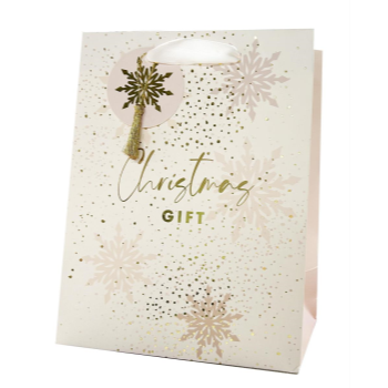 Picture of GIFTBAG - XMAS MEDIUM PEARL SNOWFLAKE
