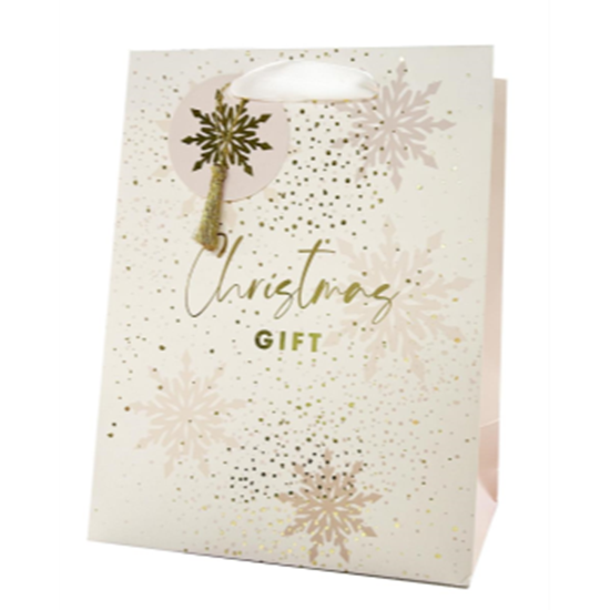 Picture of GIFTBAG - XMAS MEDIUM PEARL SNOWFLAKE
