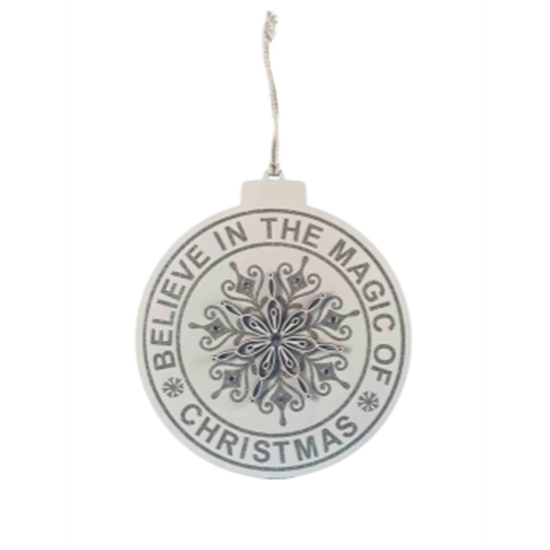 Picture of DECOR - GLITTER HANGING MDF SNOWFLAKE PLAQUE