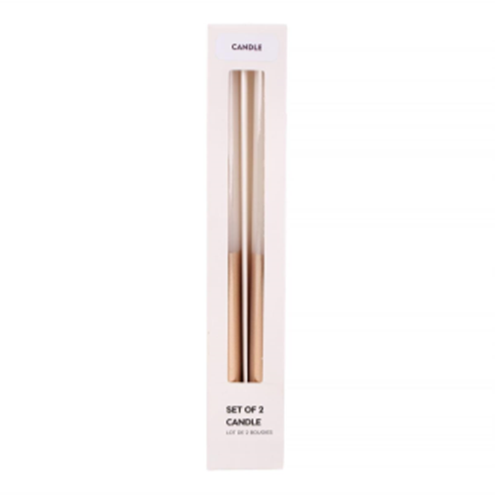 Picture of DECOR - GOLD/WHITE DIPPED TAPER CANDLES
