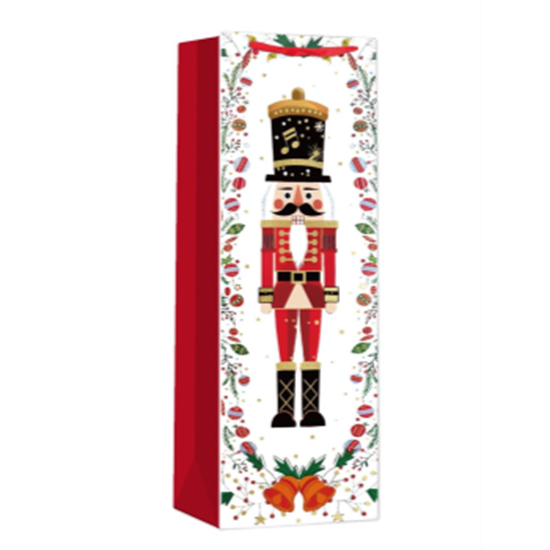Picture of GIFTBAG - XMAS BOTTLE BAG NUTCRACKER