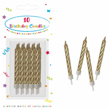 Picture of CANDLES - SPIRAL CANDLES W/HOLDER GOLD