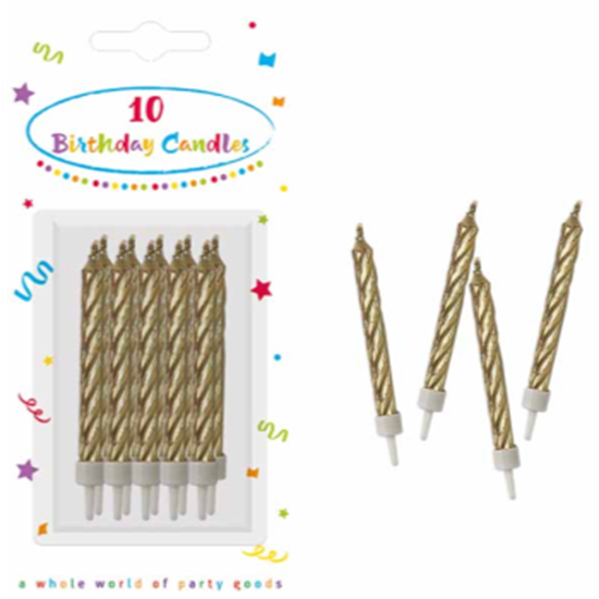 Picture of CANDLES - SPIRAL CANDLES W/HOLDER GOLD