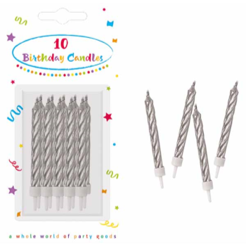 Picture of CANDLES - SPIRAL CANDLES W/HOLDER SILVER