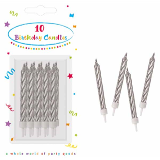 Picture of CANDLES - SPIRAL CANDLES W/HOLDER SILVER