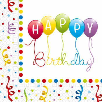 Image de TABLEWARE - LUNCHEON NAPKIN - HAPPY BIRTHDAY 