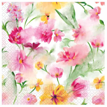 Image de SPRING FLOWERS WATERCOLOUR - LUNCHEON NAPKIN 3PLY