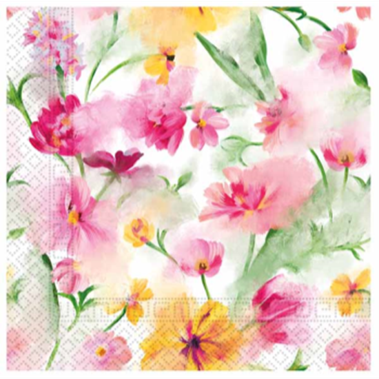 Image sur SPRING FLOWERS WATERCOLOUR - LUNCHEON NAPKIN 3PLY