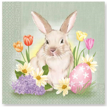 Image de LUNCHEON NAPKIN 3PLY - BUNNY FLOWERS