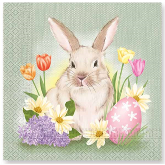 Image sur LUNCHEON NAPKIN 3PLY - BUNNY FLOWERS