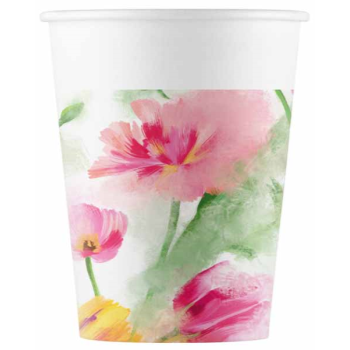 Image de SPRING FLOWERS WATERCOLOUR - PAPER CUPS 9 OZ