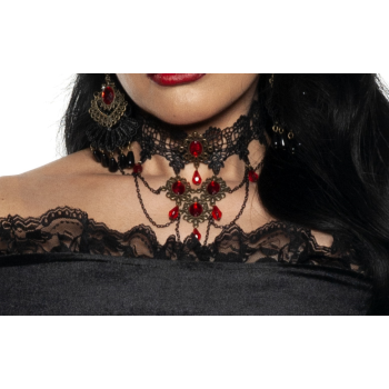 Picture of JEWELRY - TEARDROP CHOKER WITH RED BEADS