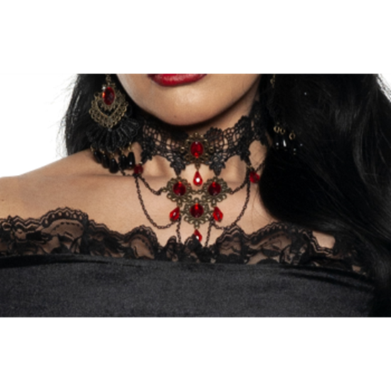 Picture of JEWELRY - TEARDROP CHOKER WITH RED BEADS