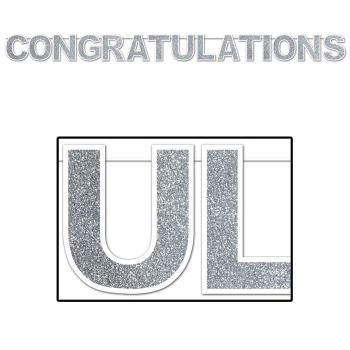 Image de DECOR - Congratulations Streamer - Silver/White - 8.5"x11'
