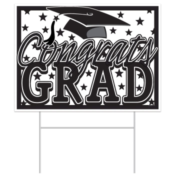 Image de DECOR - Plastic Congrats Grad Yard Sign - BLACK