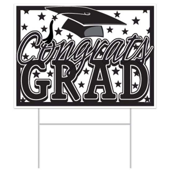 Image sur DECOR - Plastic Congrats Grad Yard Sign - BLACK