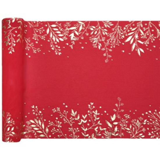Picture of TABLEWARE - Winter Leaves Red TABLE RUNNER 2.5m