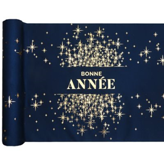 Image sur TABLEWARE - BONNE ANNEE ON NAVY TABLE RUNNER 2.5m