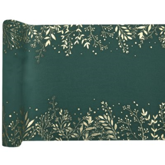 Picture of TABLEWARE - Winter Leaves Green TABLE RUNNER 2.5m