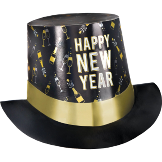 Picture of WEARABLE - New Year's Printed Top Hat - Black, Silver, Gold
