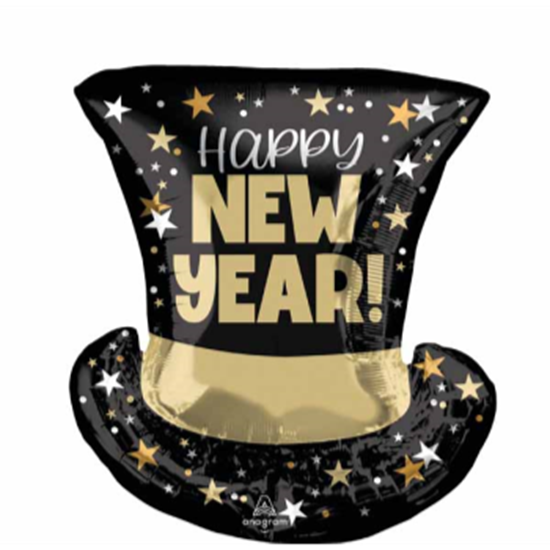 Picture of 24'' FOIL - HAPPY NEW YEARS TOP HAT  BALLOON 
