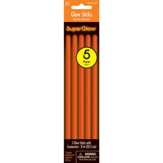 Image sur 8" ORANGE GLOW STICKS 5CT