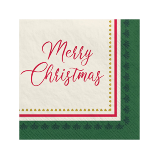 Picture of TABLEWARE - Elegant Evergreen Beverage Napkins