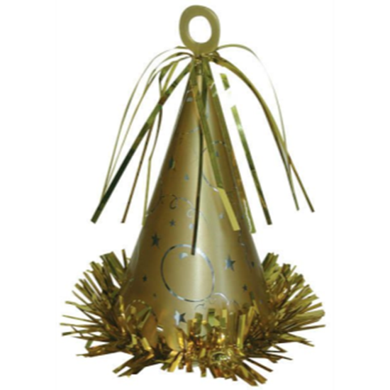 Image sur PARTY HAT BALLOON WEIGHT - GOLD