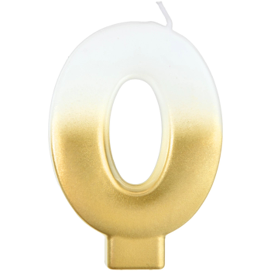 Picture of White/Gold Ombre Candle Number 0