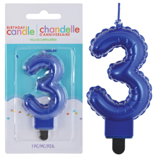 Picture of Numeral Candles #3 - Royal Blue 3"