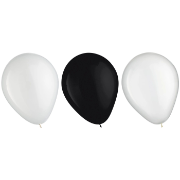 Image de 11" Color Mix Latex Balloons, 15 ct. - Black And White